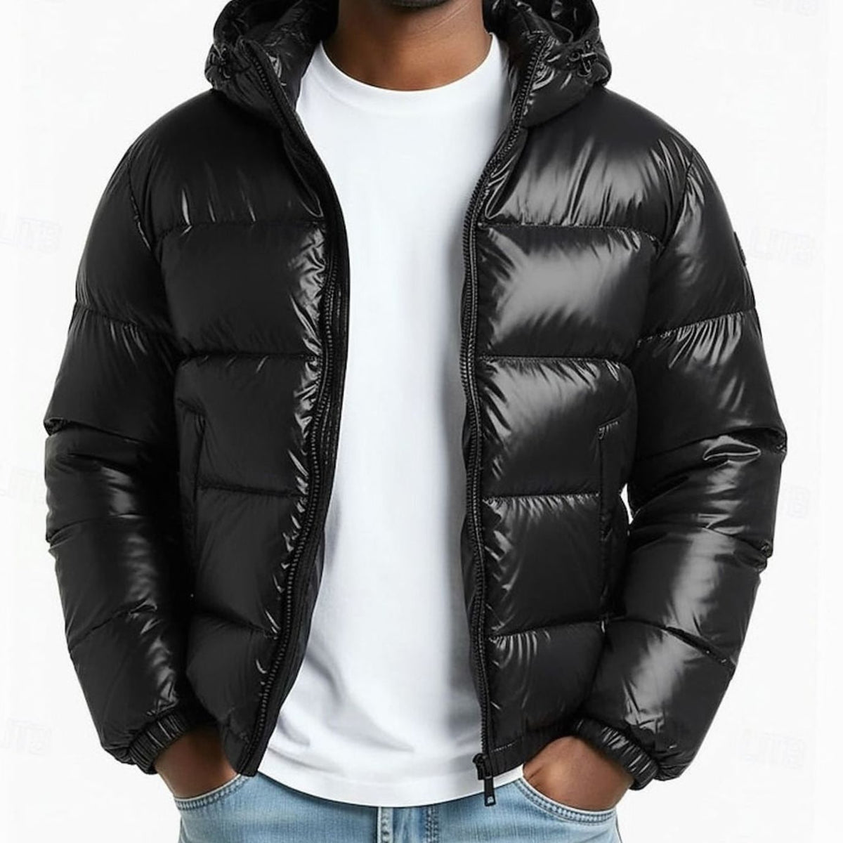 Steppjacke Herren mit Kapuze in Schwarz