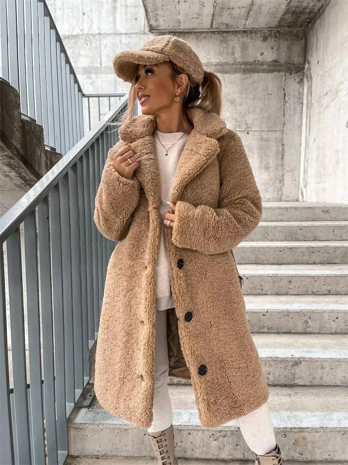 Teddymantel Damen in Camel