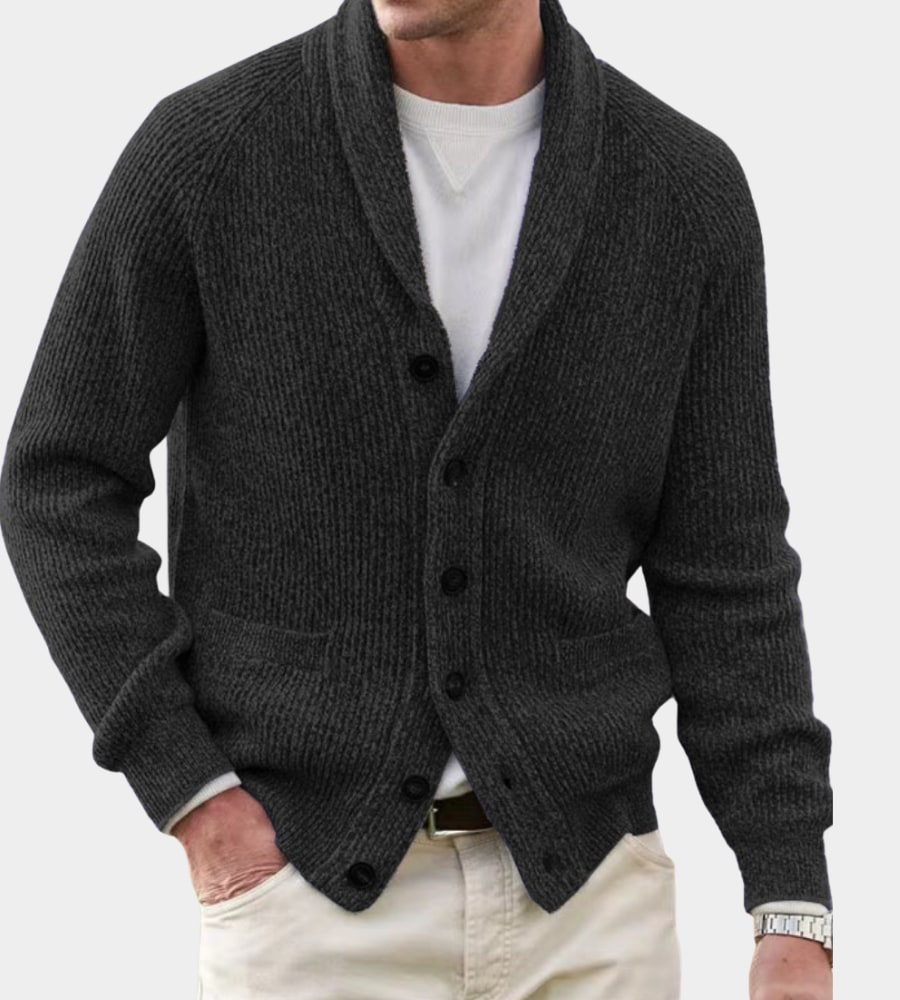 Cardigan Herren mit Schalkragen in Schwarz
