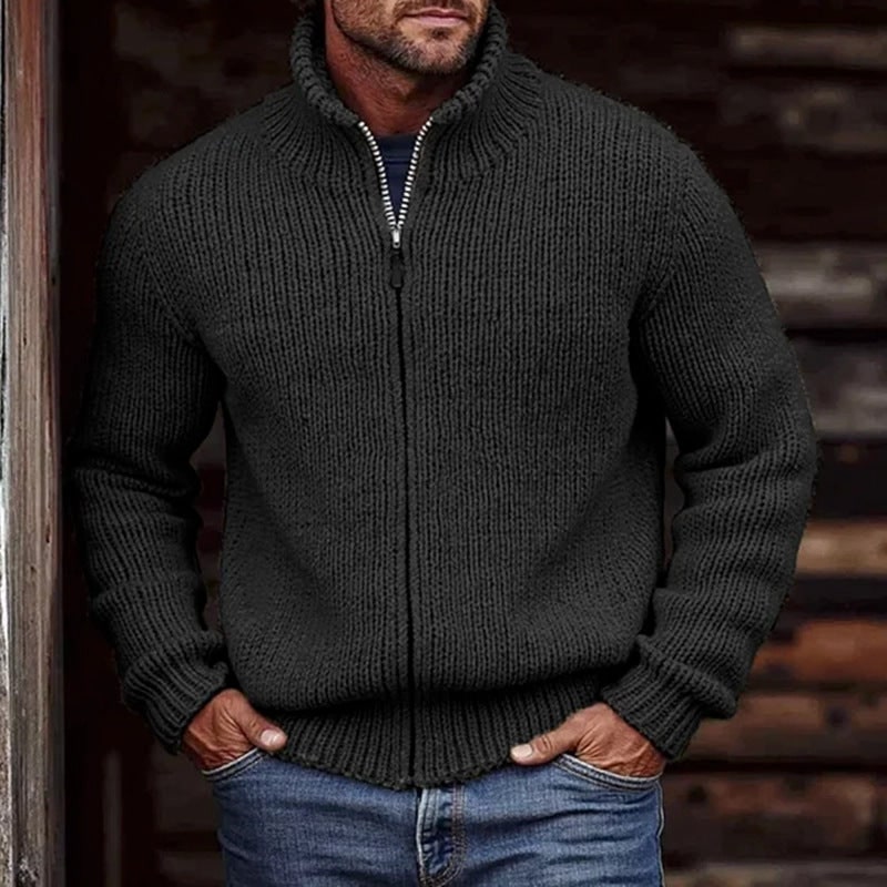 Cardigan mit Reißverschluss Herren in Schwarz
