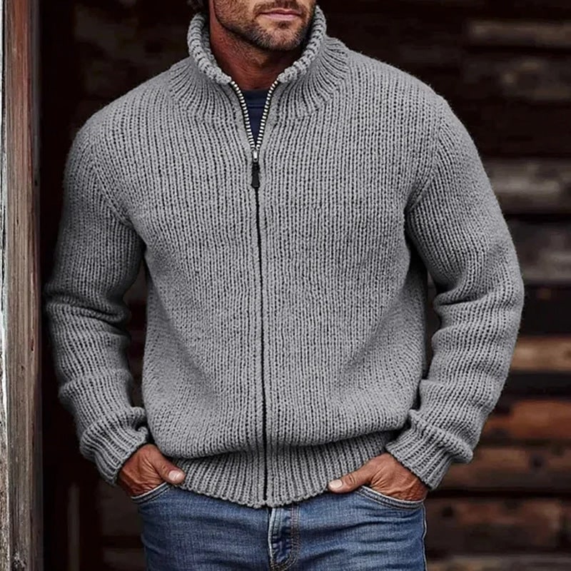 Cardigan mit Reißverschluss Herren in Grau