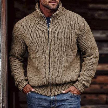 Cardigan mit Reißverschluss Herren in Kamel