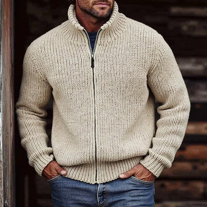 Cardigan mit Reißverschluss Herren in Creme