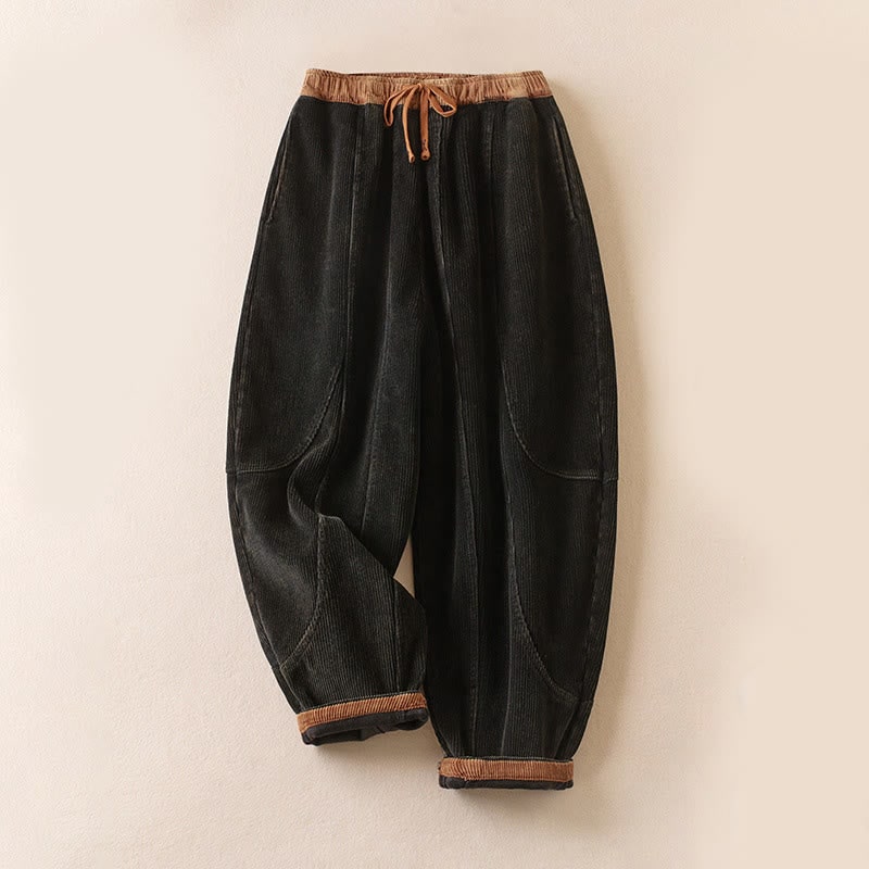 Schwarze Cord-Haremshose von vorn 8