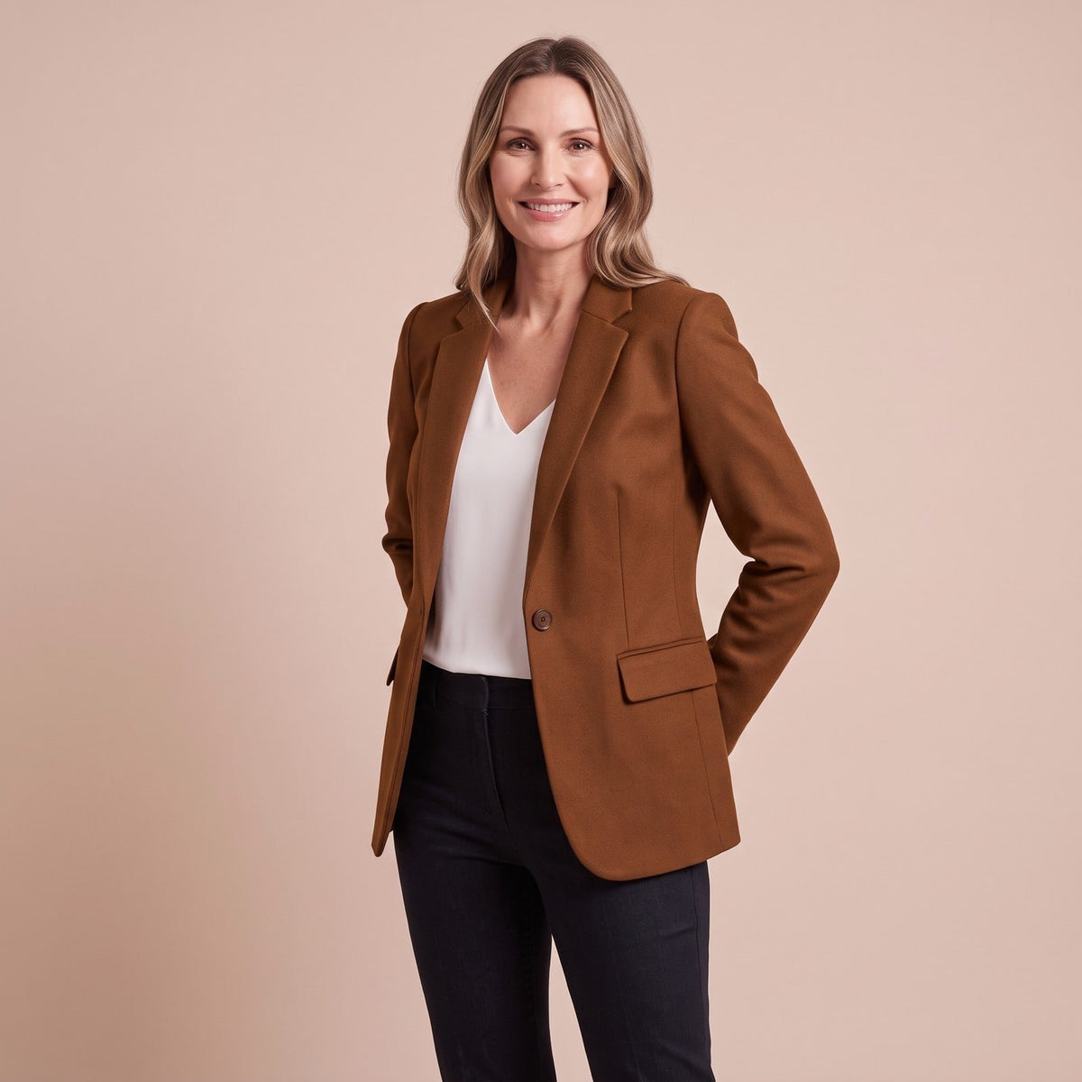 Damen Mantel im Blazer Stil in Braun