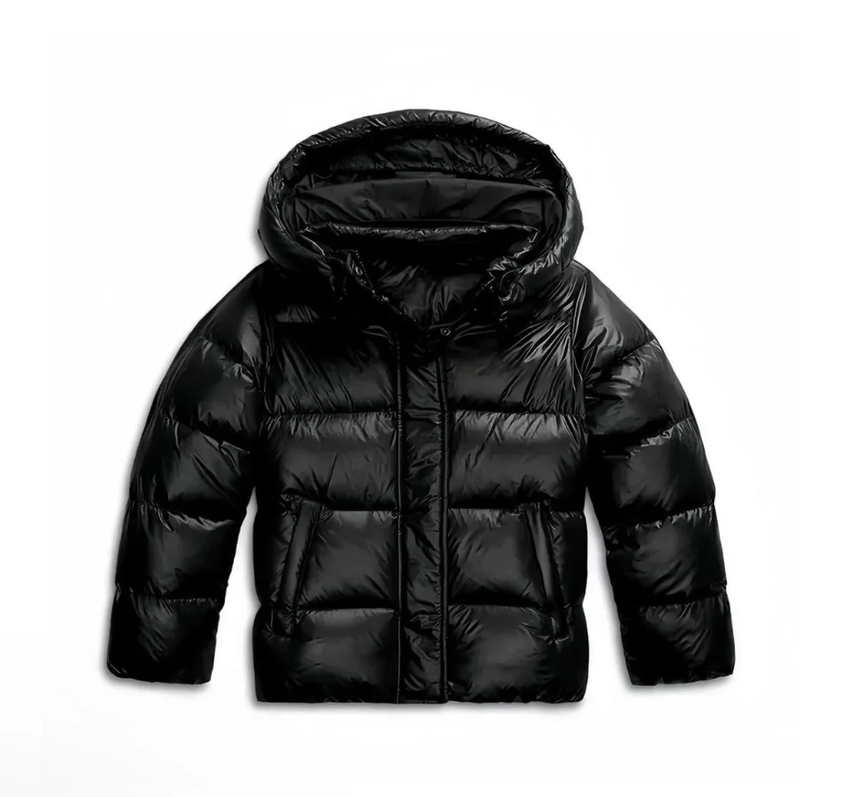 Schwarze Steppjacke Produktansicht von vorne 8