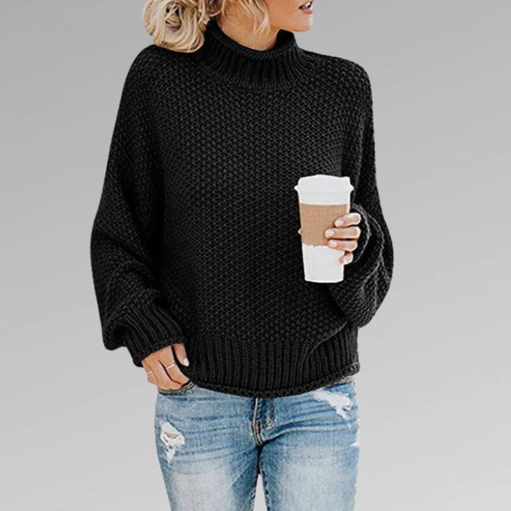 Skandinavischer Strickpullover in Schwarz