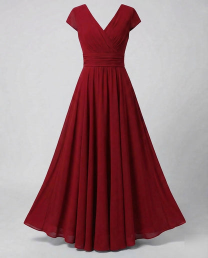 Abend Maxikleid elegant mit V-Ausschnitt und Raffung 8