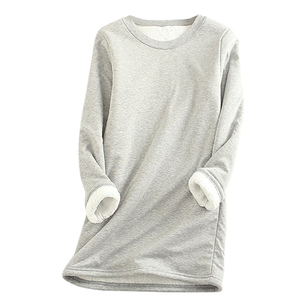 Fleecepullover Damen in Hellgrau