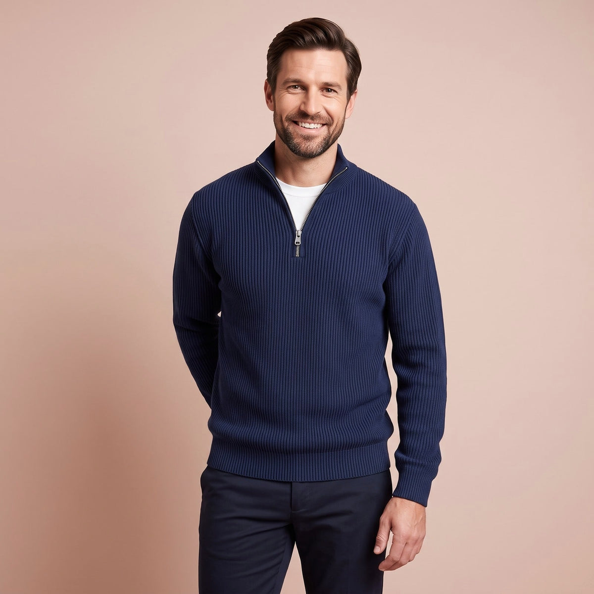 Half Zip Pullover Herren in Marineblau