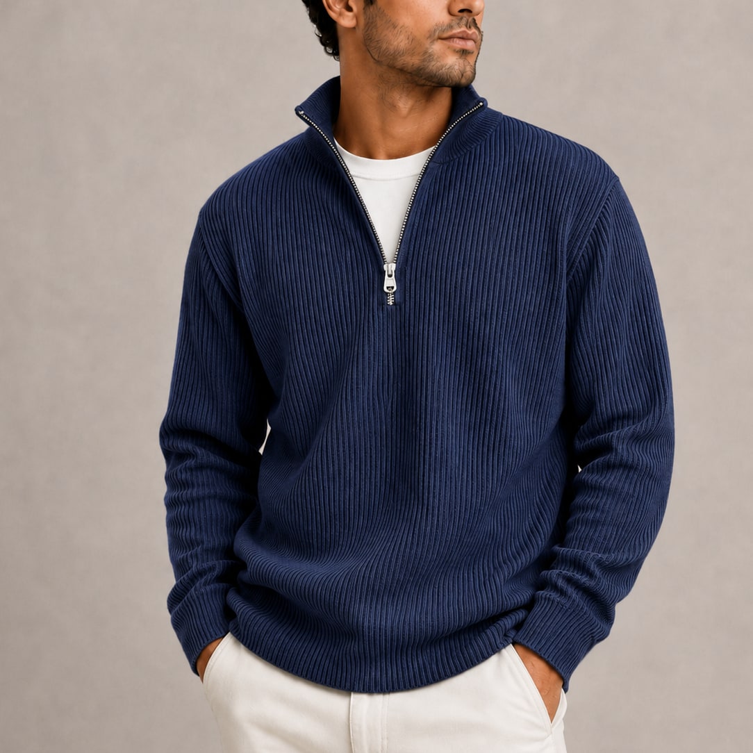 Half Zip Pullover Herren in Marineblau
