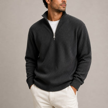 Quarter Zip Pullover Herren in Schwarz