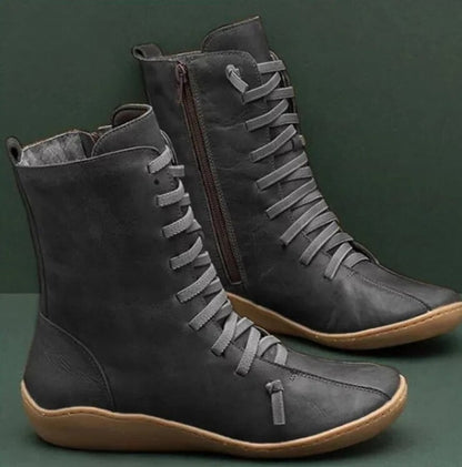 Winterstiefel aus Leder für Damen in Schwarz