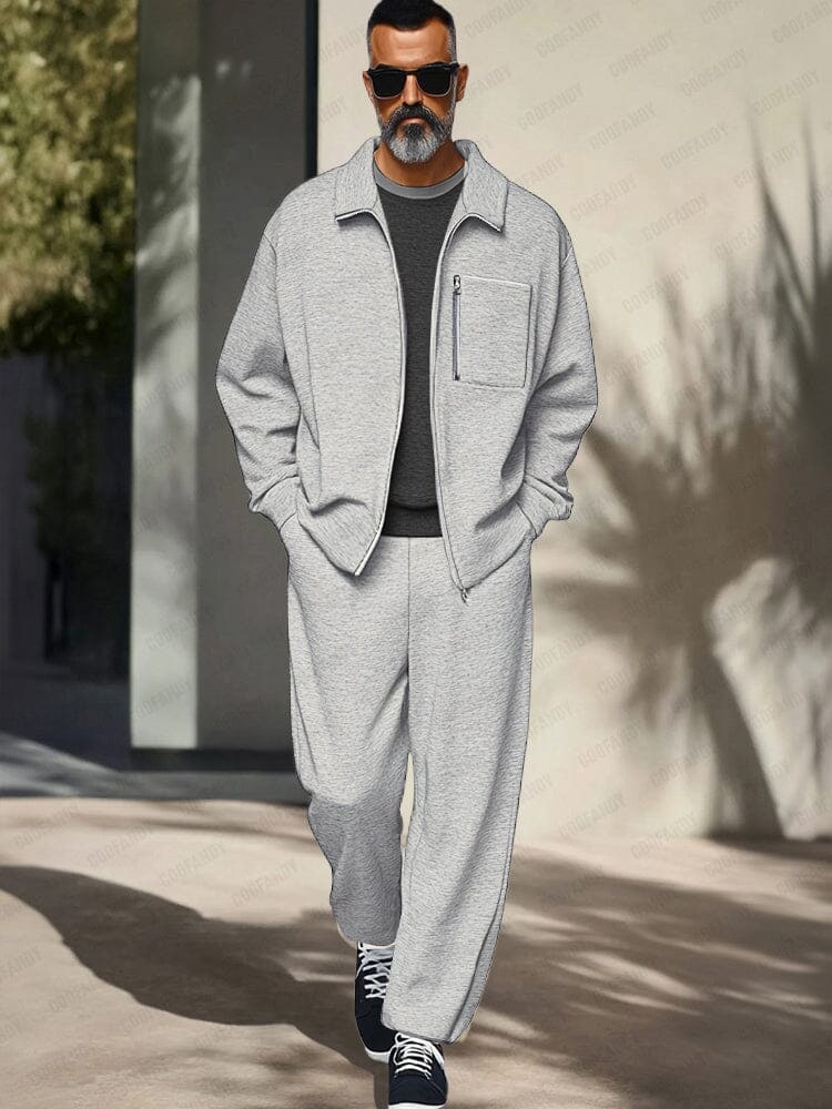 Herren Set mit Jacke und Hose in Hellgrau