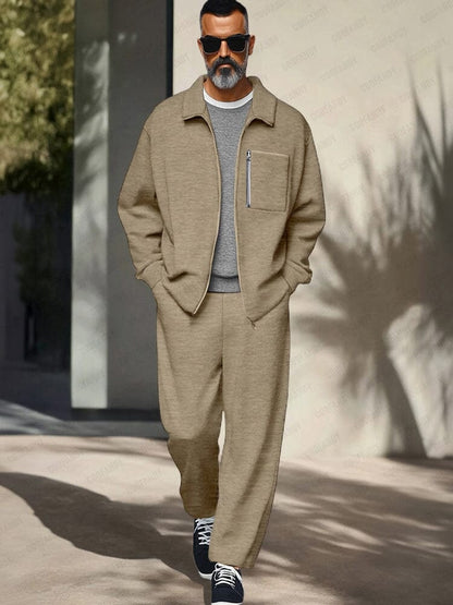 Herren Set mit Jacke und Hose in Khaki