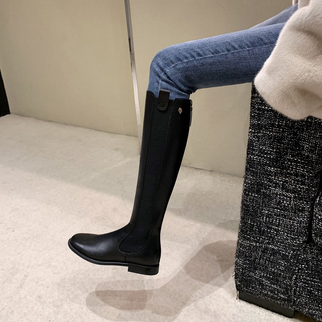 Kniehohe Stiefel aus Glattleder, Winterstiefel im Reitstil 2