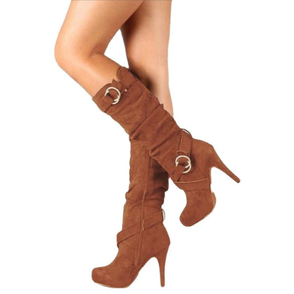 Kniehohe Stiefel mit Stilettoabsatz, Damen Winterstiefel 5