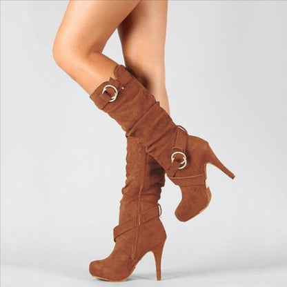 Kniehohe Stiefel mit Stilettoabsatz, Damen Winterstiefel 4