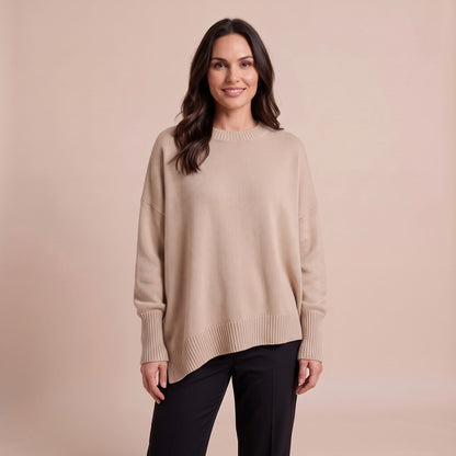 Lange Damenpullover Oversize in Beige