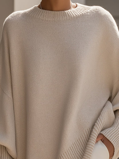 Lange Damenpullover Oversize in Beige