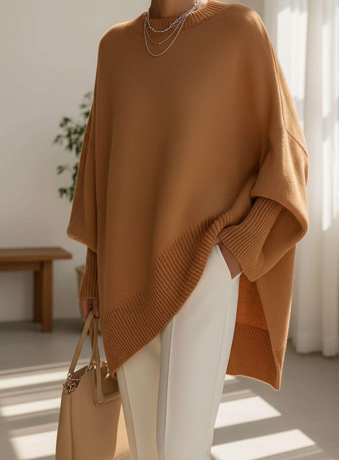 Oversize Pullover in Karamel