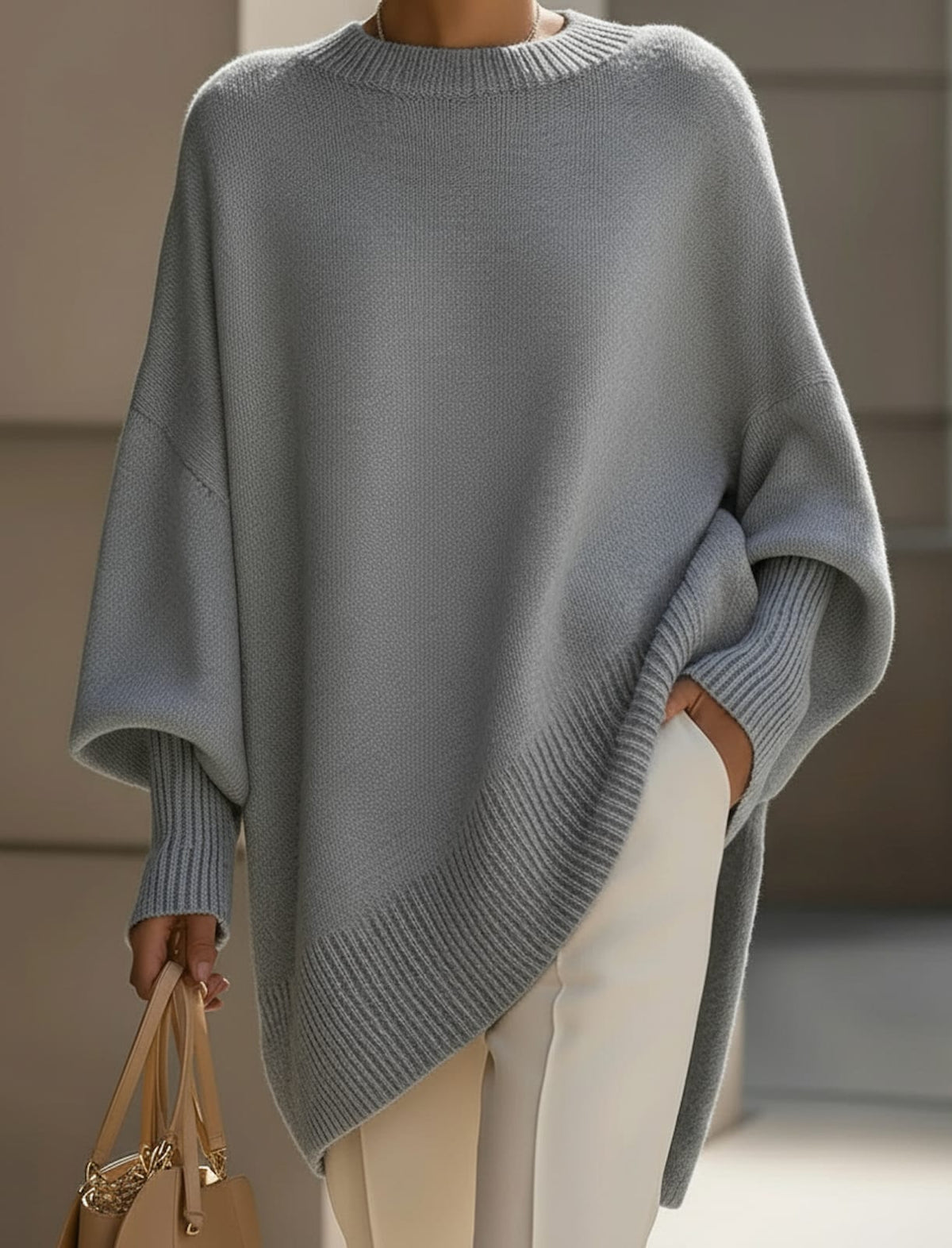 Oversize Pullover in Grau