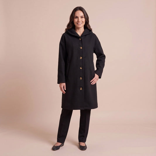 Lange Winterjacke für Damen in Schwarz