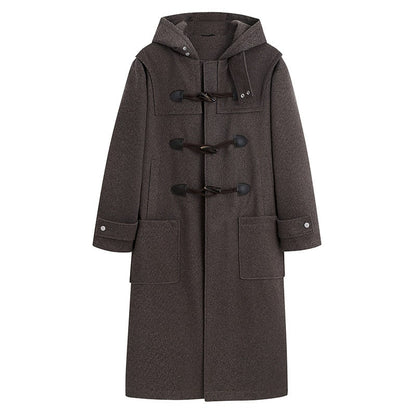 Dufflecoat Herren lang aus Wollmischung mit Kapuze 5