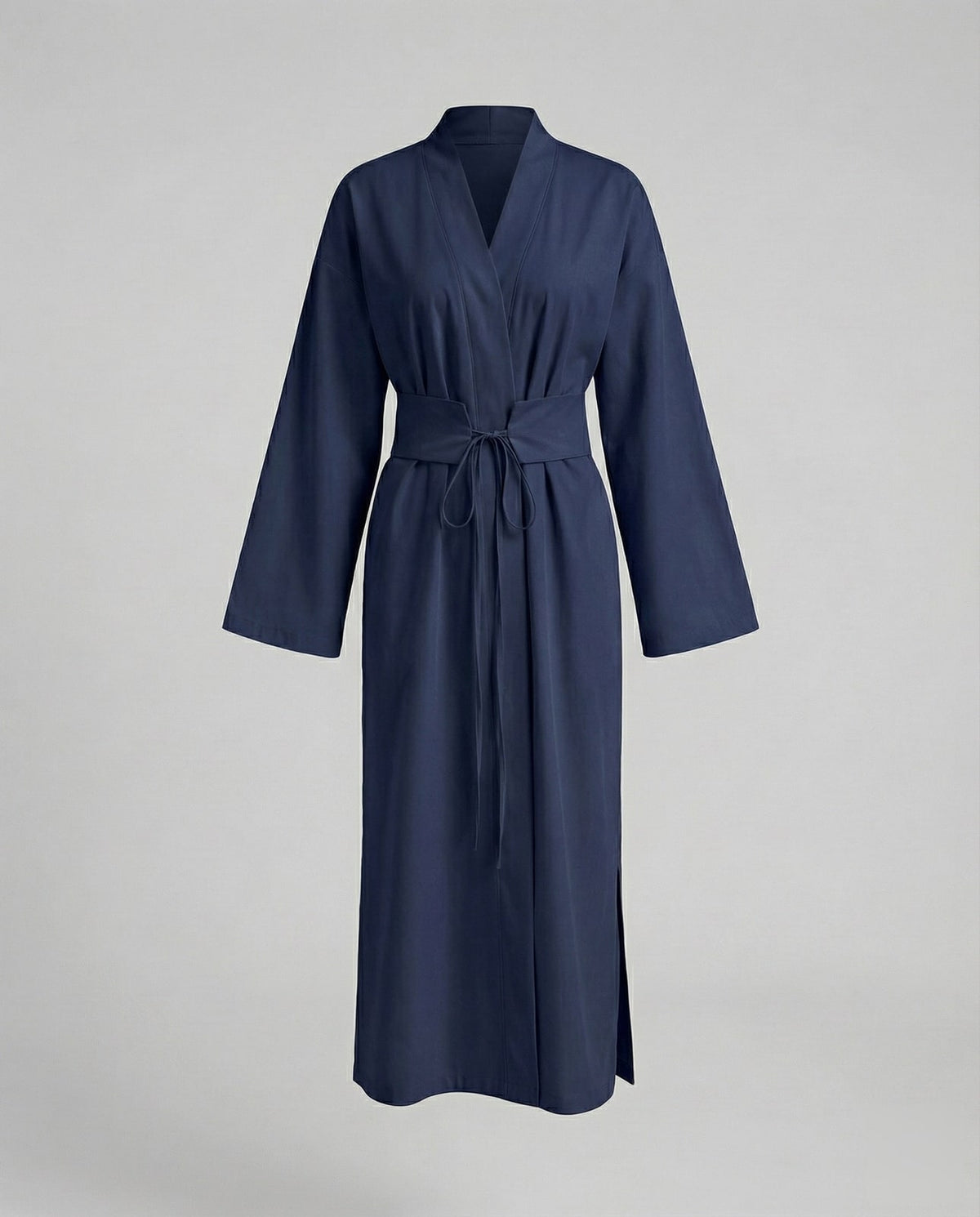 Kimono-Morgenmantel Damen lang mit breitem Bindegürtel 6