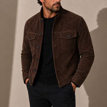 Lederjacke Herren in Wildleder Optik, Braun