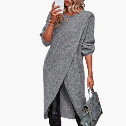 Pulloverkleid Damen aus Strick in Grau