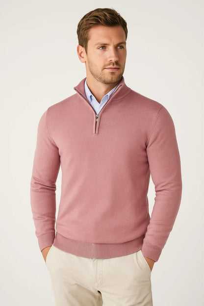 Quarter Zip Herren Half Zip Pullover in Rosa