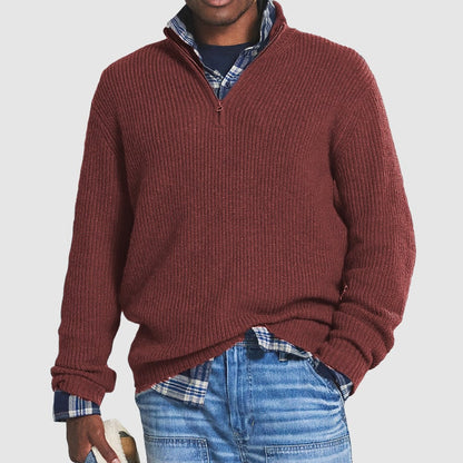 Quarter Zip Herren Pullover in Weinrot