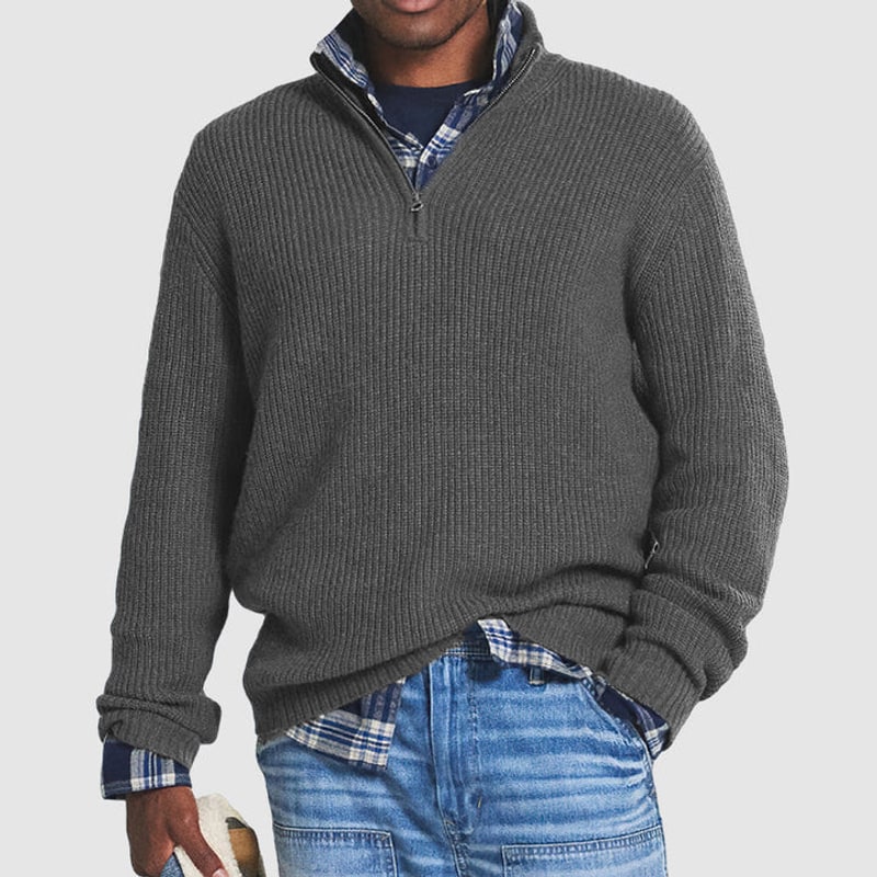 Half Zip Pullover Herren in Dunkelgrau