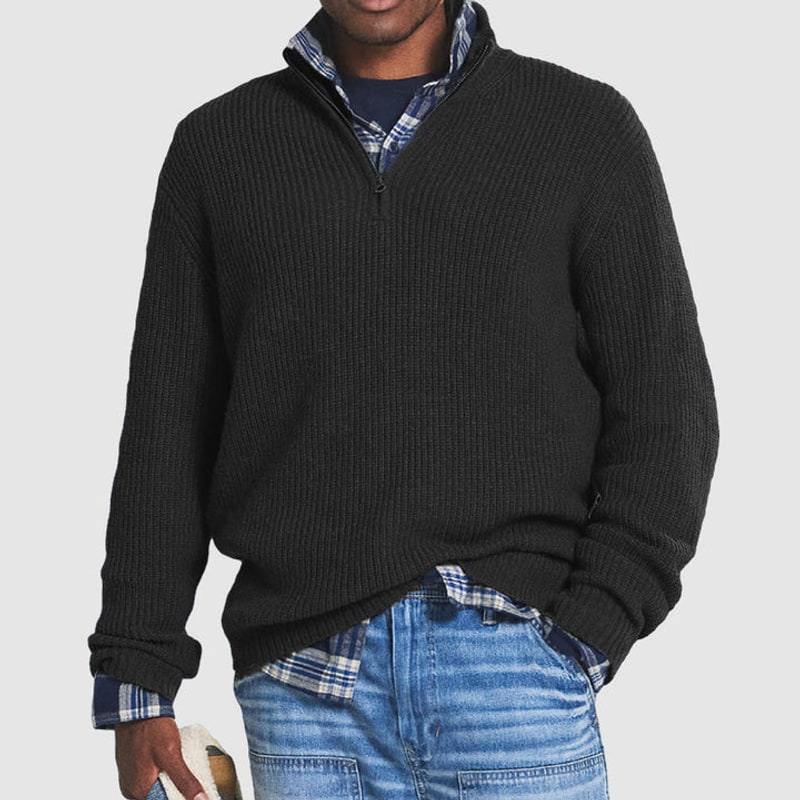Half Zip Pullover Herren in Schwarz
