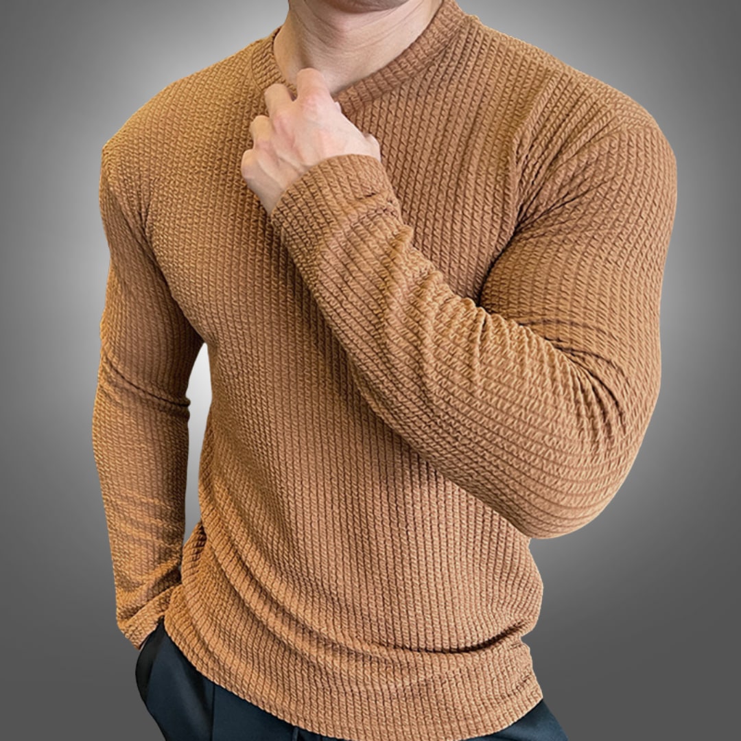 Rippstrick Pullover Herren in Camel