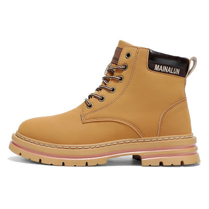 Robuste Winterstiefel für Herren in Camel, Seitenansicht