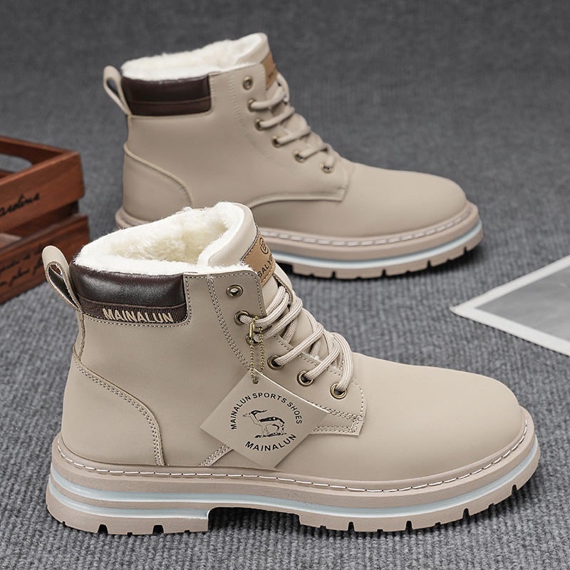 Robuste Winterstiefel für Herren in Beige mit warmem Futter