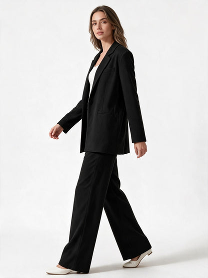 Anzug Set Damen elegant mit Oversize-Blazer und weiter Hose 6