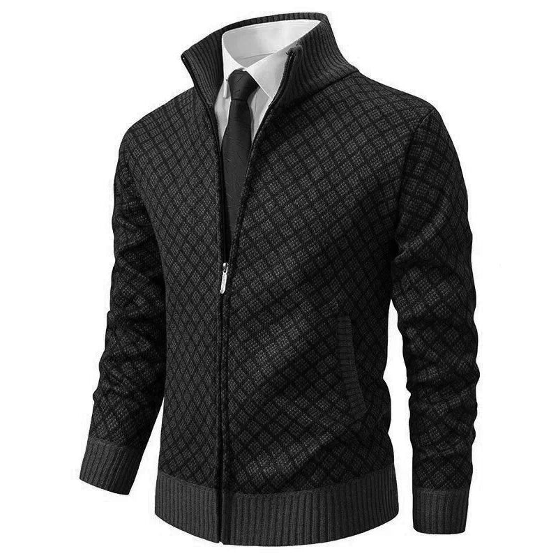 Strickjacke Herren mit Rautenmuster und Reißverschluss 2