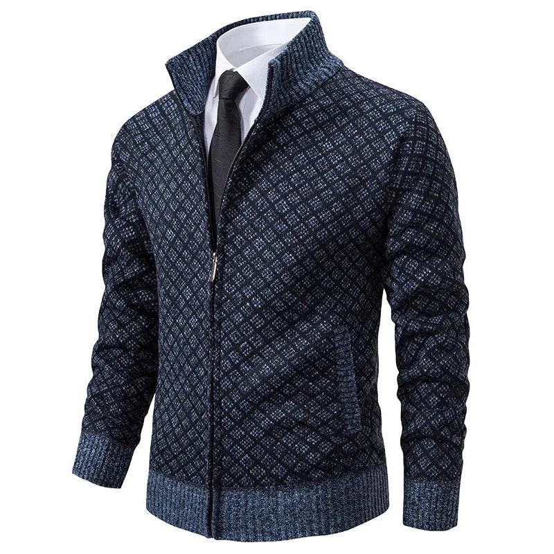 Strickjacke Herren mit Rautenmuster und Reißverschluss 4
