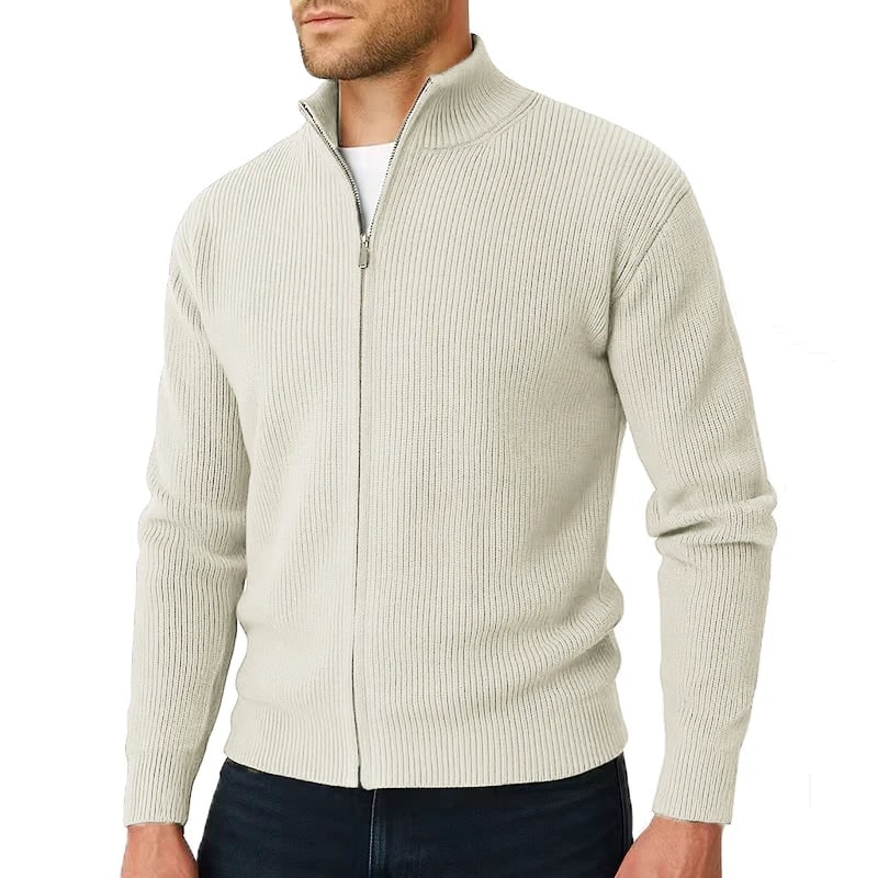 Strickjacke mit Reißverschluss Herren in Beige