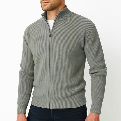 Strickjacke mit Reißverschluss Herren in Grau