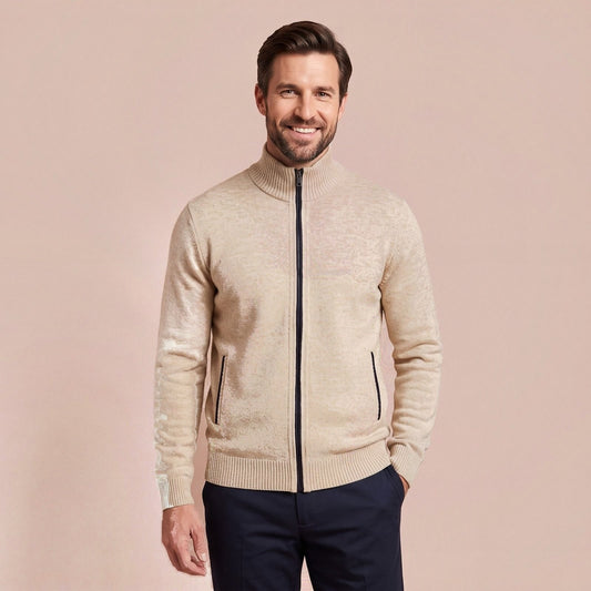 Strickjacke mit Reißverschluss und Stehkragen für Herren