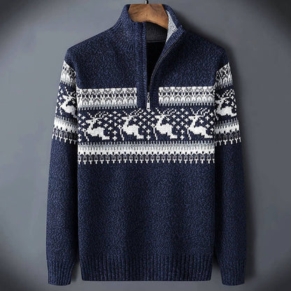 Fair Isle Strickpullover für Herren in Dunkelblau