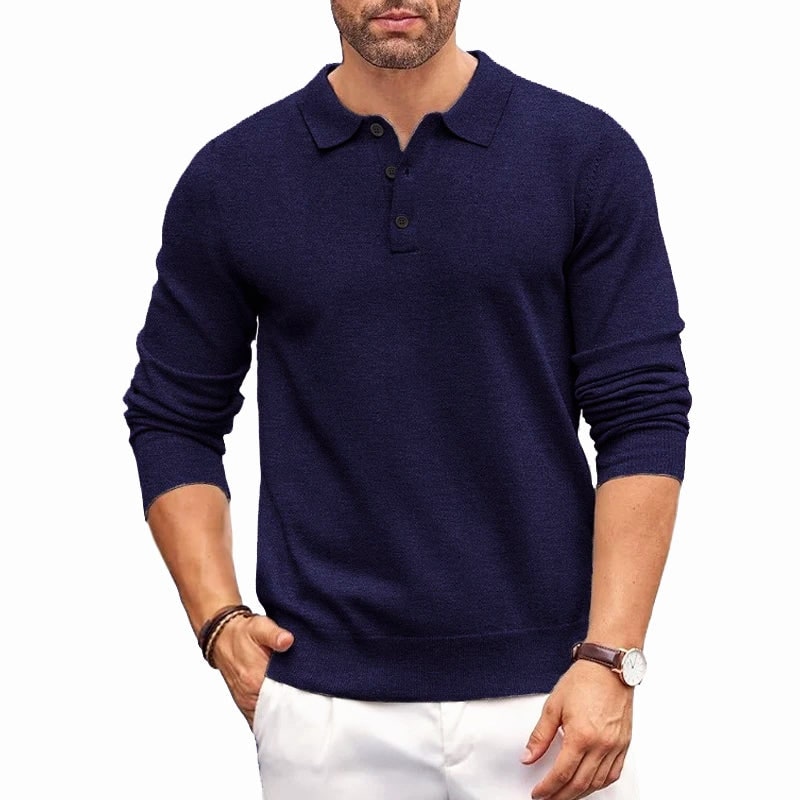 Strickpullover Herren mit Hemdkragen in Blau