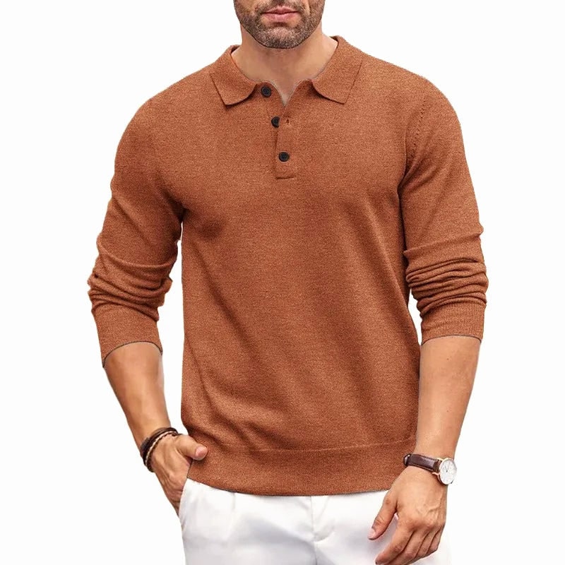 Strickpullover Herren mit Hemdkragen in Braun