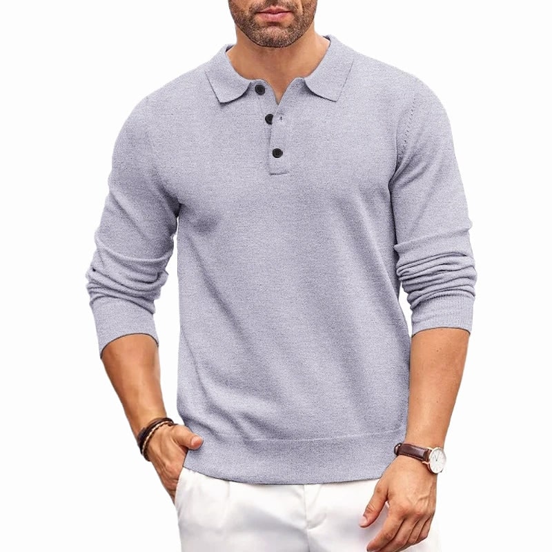 Strickpullover Herren mit Hemdkragen in Grau