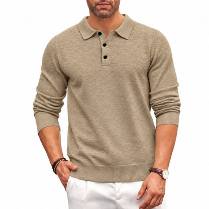 Strickpullover Herren mit Hemdkragen in Beige