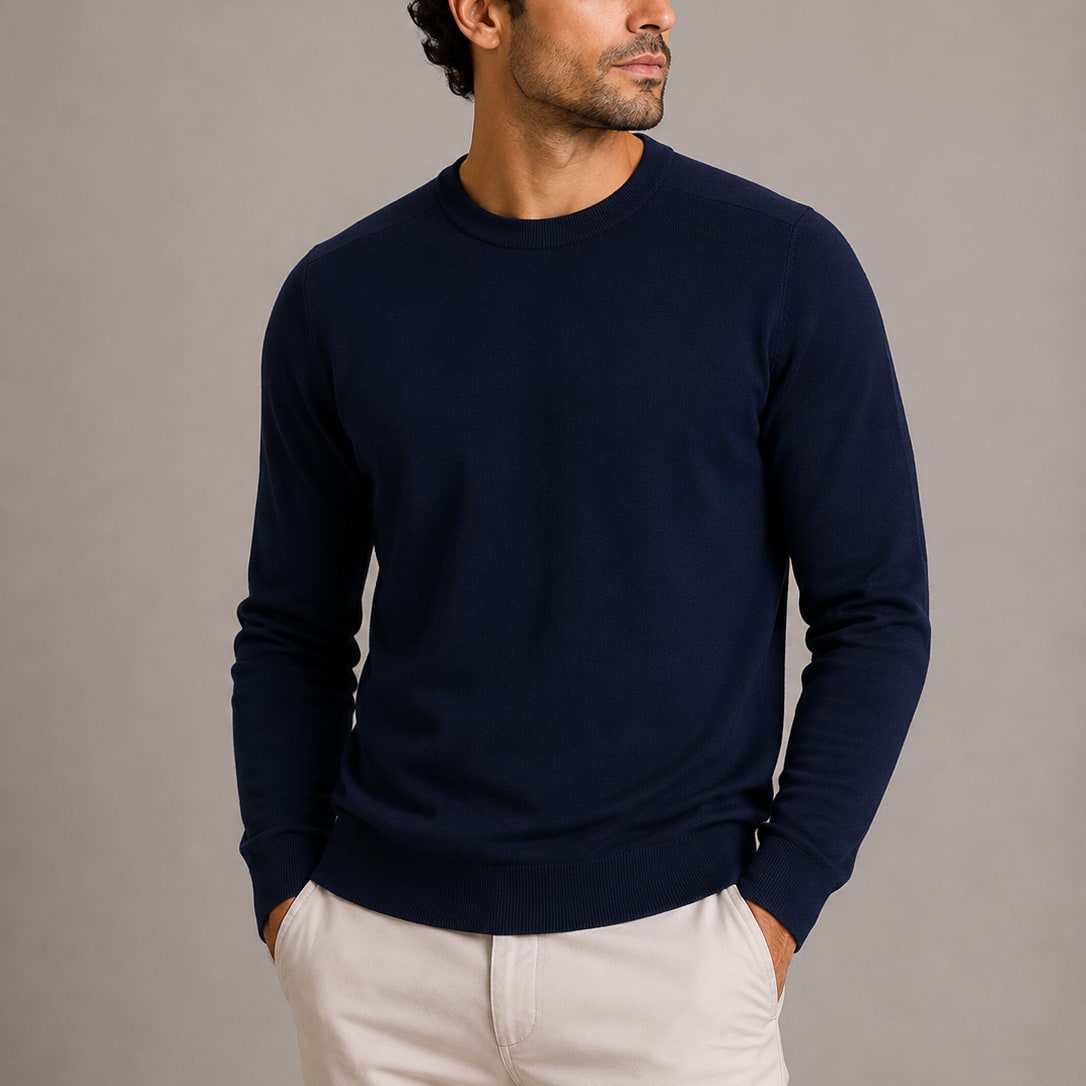 Feinstrickpullover Herren in Marineblau